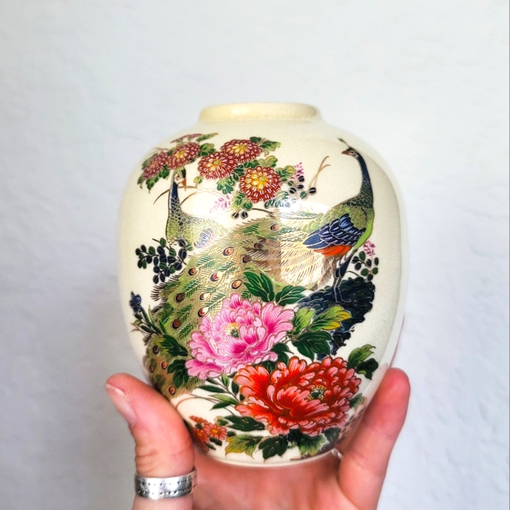 Japanese Vase with Pheasants & Peonies